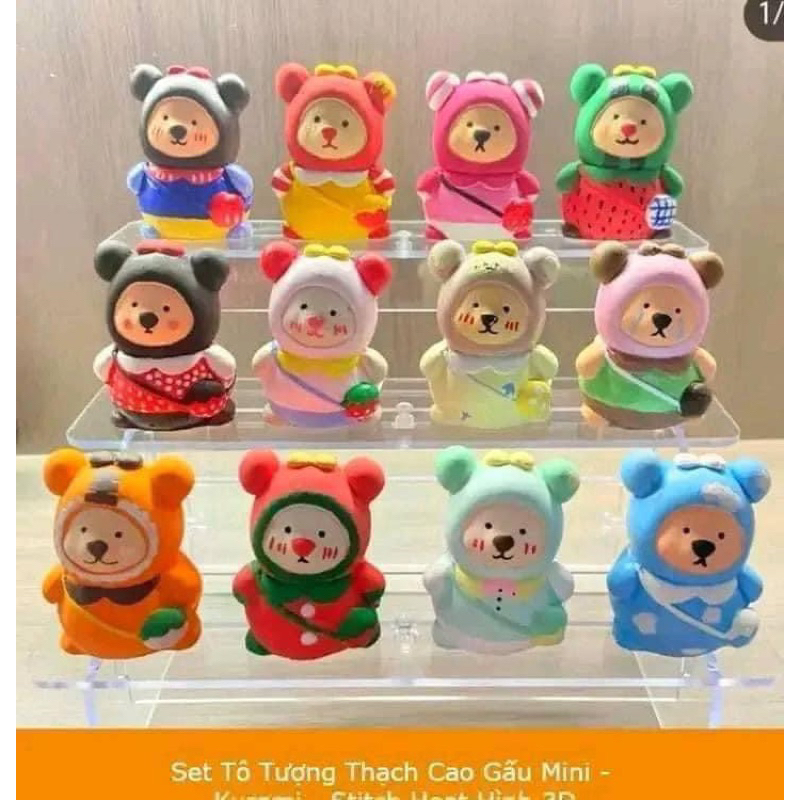 Set Tô Tượng Thạch Cao Gấu Mini - Kuromi - Stitch Hoat Hình 3D- Tặng kèm màu, dụng cụ vẽ