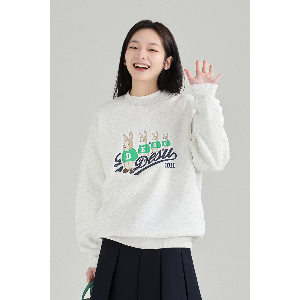 Áo sweater DESSUU nỉ chân cua cổ tròn in hình "DESU" áo hoodie DESU 2023