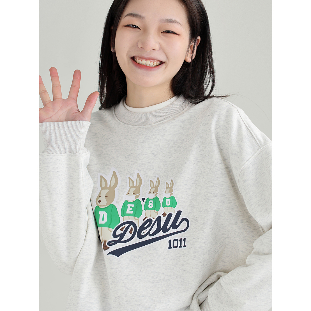 Áo sweater DESSUU nỉ chân cua cổ tròn in hình "DESU" áo hoodie DESU 2023