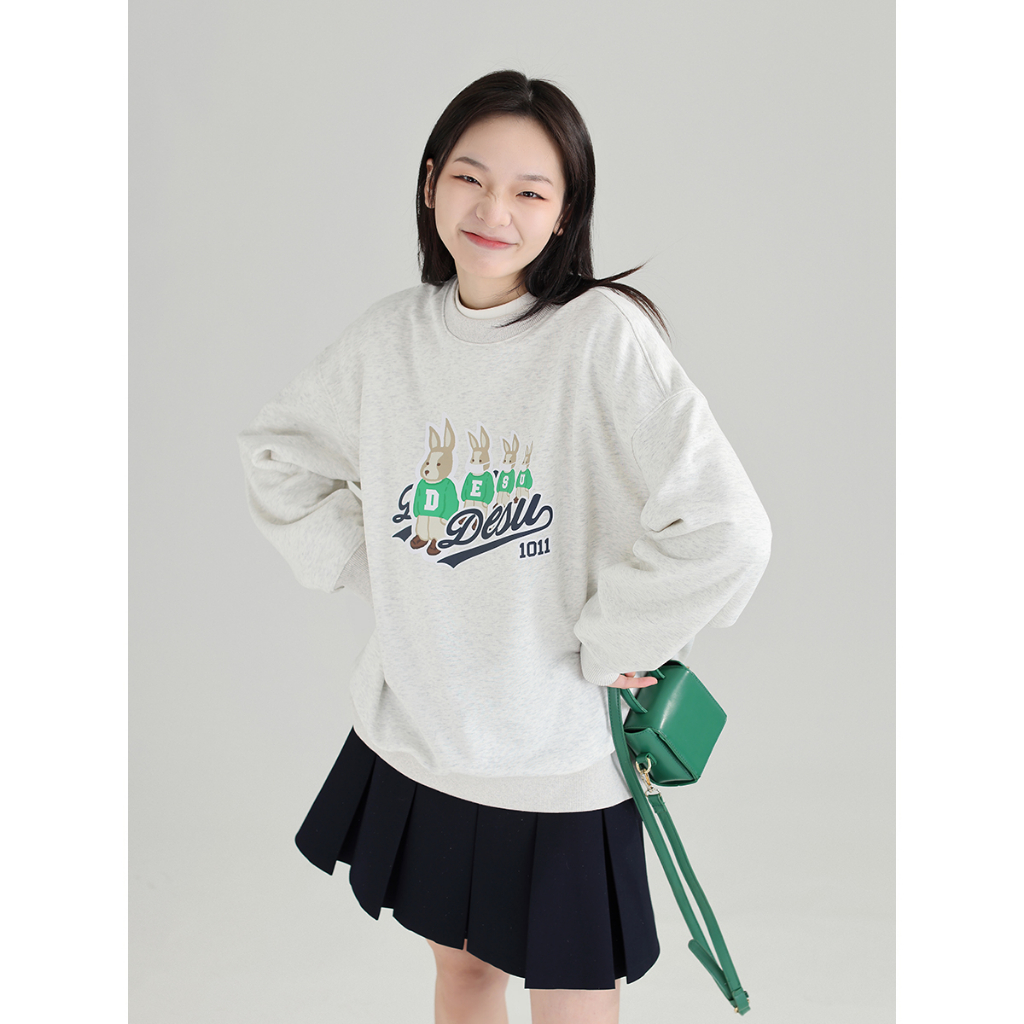 Áo sweater DESSUU nỉ chân cua cổ tròn in hình "DESU" áo hoodie DESU 2023