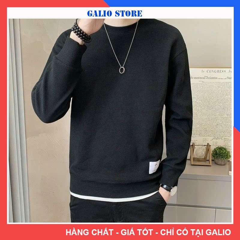 Áo Sweater dài tay nam trơn cổ tròn vài tổ ong from rộng phong cách trẻ trung - GALIO