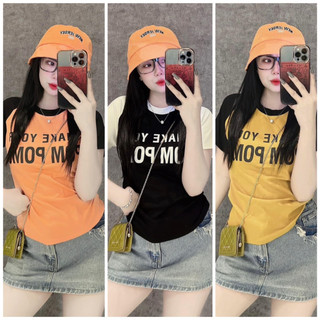 Áo thun nữ, áo thun tay ngắn phối màu in chữ your
