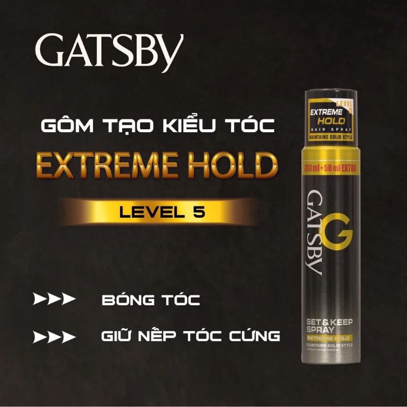 [Hàng chính hãng]Gôm xịt tóc Nam Gatsby Extreme Hold/Super Hard 250ml