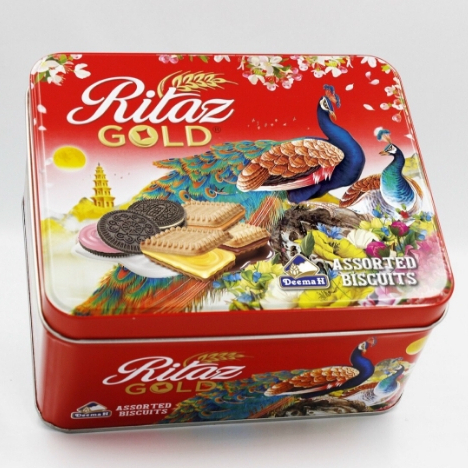 Bánh Quy Ritaz Gold Hỗn Hợp 6 Vị Ả Rập Saudi Hộp Thiếc 168g - Bánh Hộp Sắt Lễ, Tráp, Đặt Ban Thờ, Ban Thần Tài