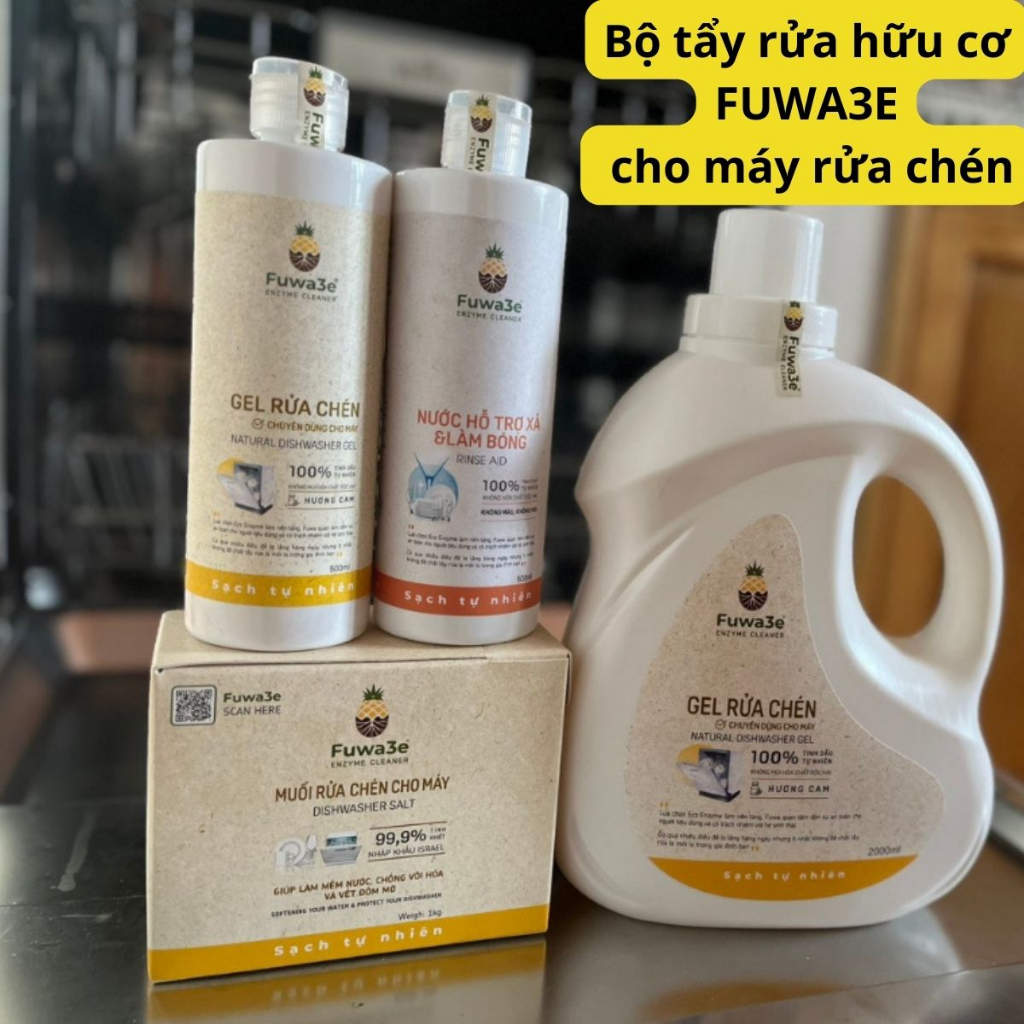 Nước làm bóng fuwa3e 500ml dùng cho Máy rửa bát,nước hỗ trợ xả máy 100% tự nhiên,Gel rửa chén cho máy rửa bát fuwa3e