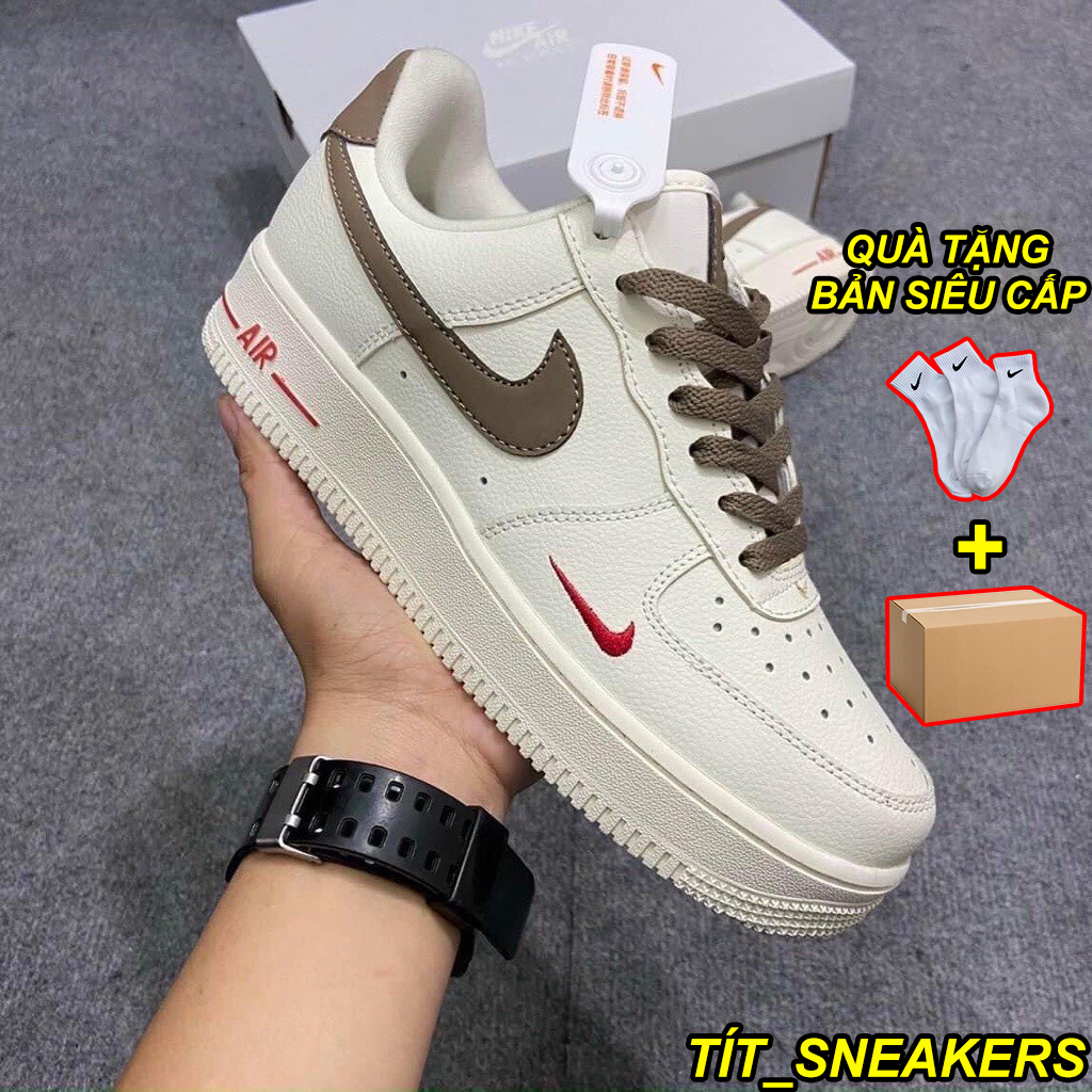 Giày AF1 Custom Vệt Nâu, Giày Sneaker Vệt Nâu Bản Chuẩn S,C, Full Box Bill