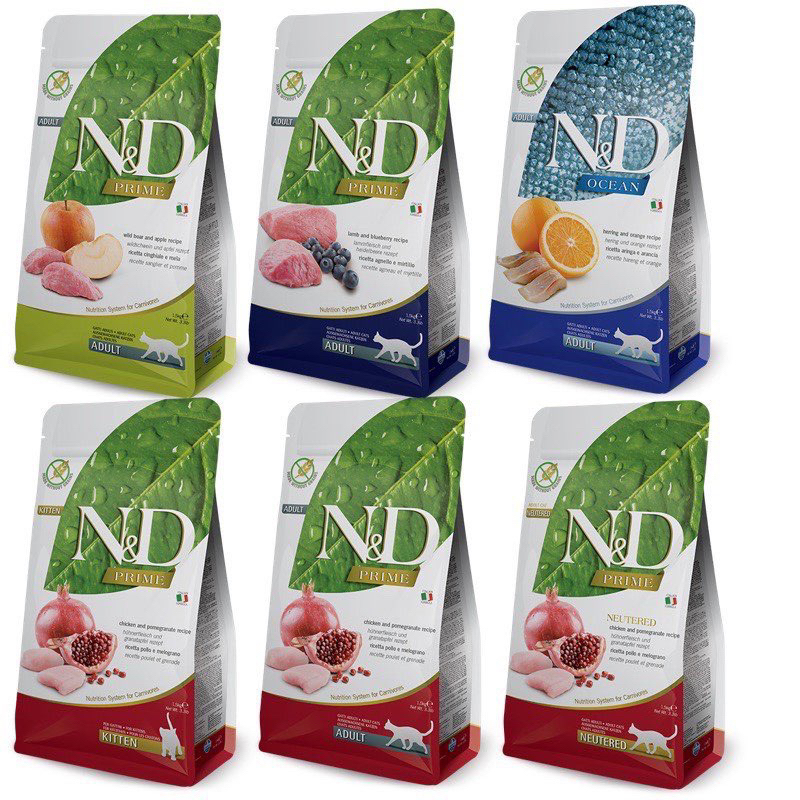 Bao nguyên 1,5kg hạt thức ăn khô cao cấp, dinh dưỡng hoàn chỉnh dành cho mèo FARMINA N&D- 1,5kg