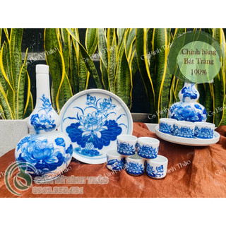Nậm rượu - Bộ nậm rượu thờ Họa tiết Sen - Gốm sứ Bát Tràng