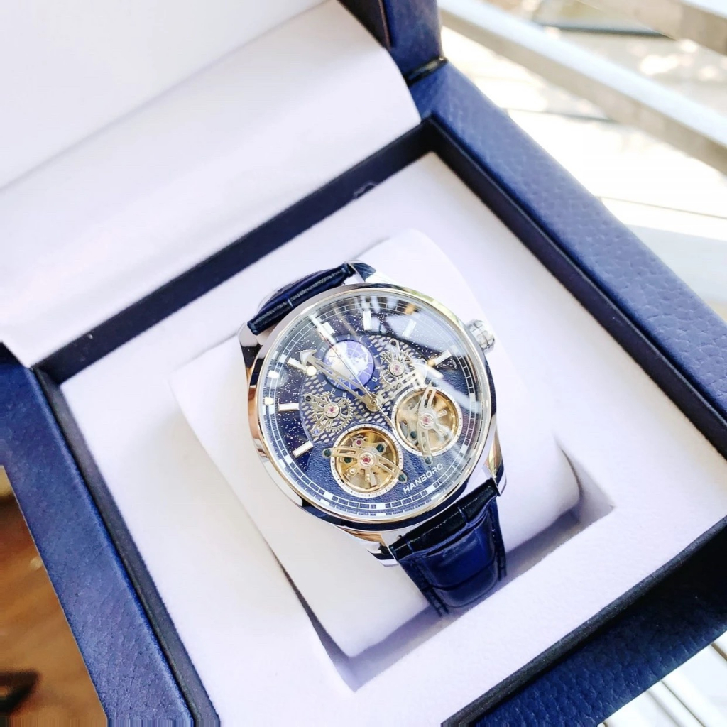 ĐỒNG HỒ NAM HANBORO DÂY DA MÁY AUTOMATIC , SIZE 44MM FULLBOX