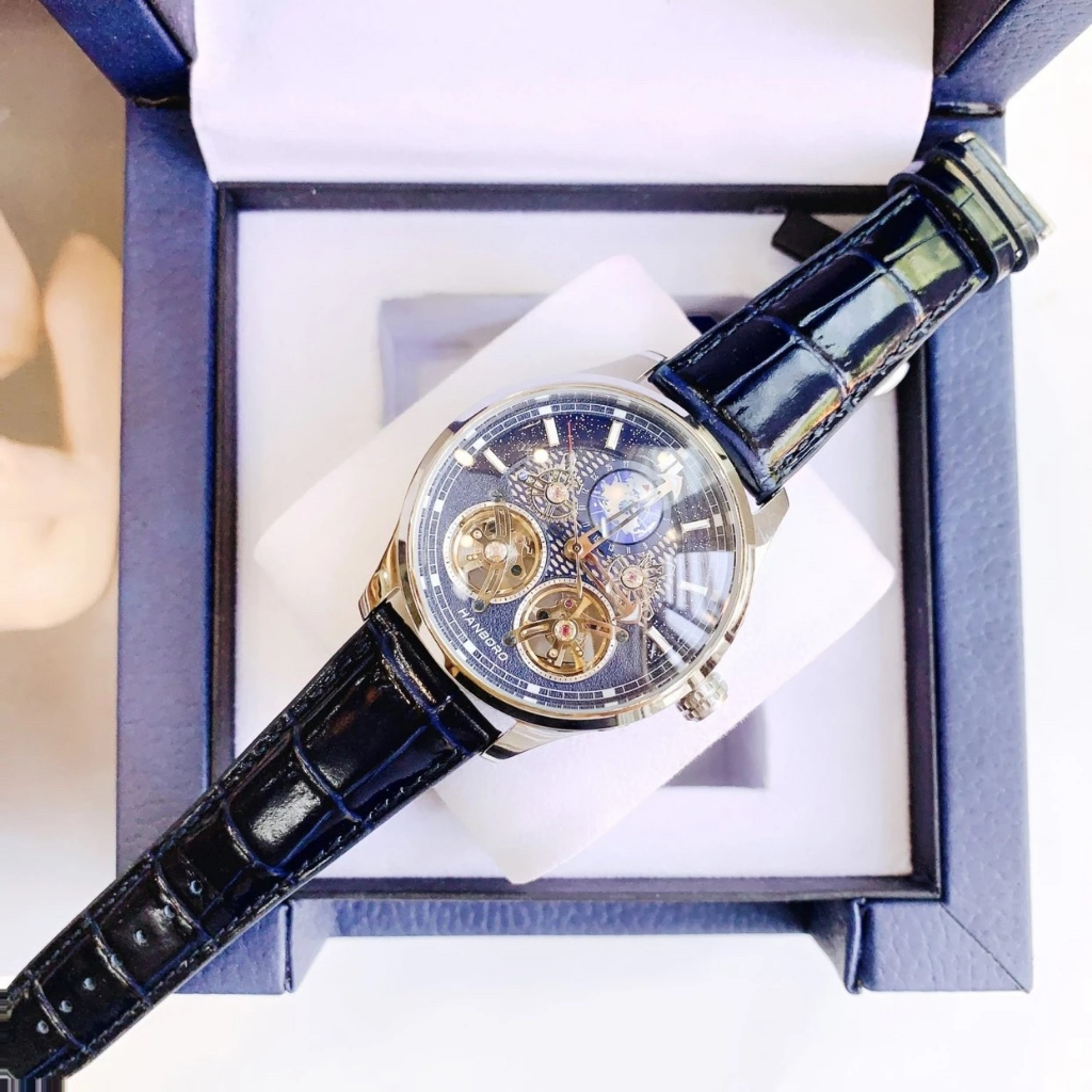 ĐỒNG HỒ NAM HANBORO DÂY DA MÁY AUTOMATIC , SIZE 44MM FULLBOX