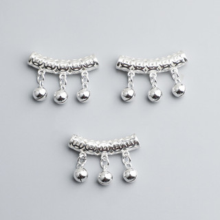 Cham ống nối dài khắc kim tiền móc 3 chuông cỡ lớn bạc 925 - Tổng Kho Charm Bạc 925