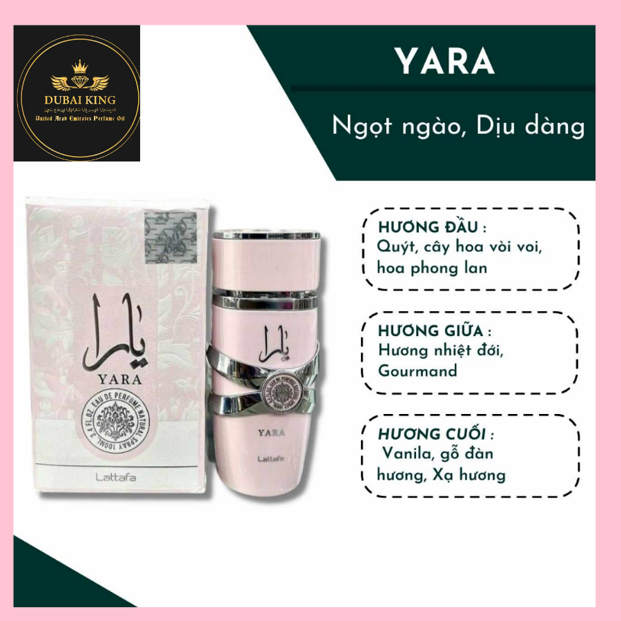 Nước hoa nữ nội địa dubai Yara Lattafa EDP 12ml ngọt ngào dịu dàng nữ tính
