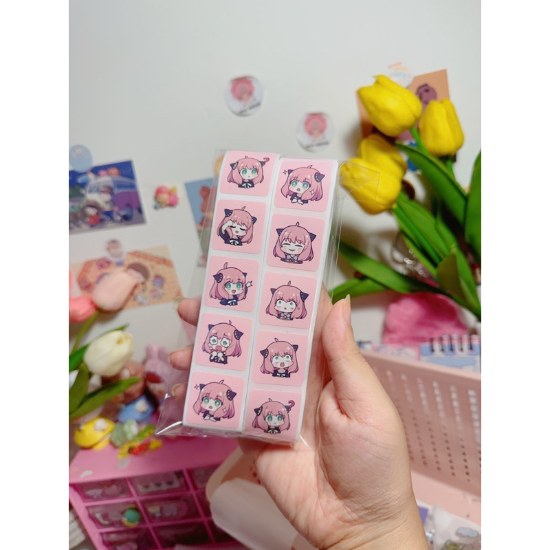 Set 100 miếng dán hoạt hình ngộ nghĩnh, tem dán sticker thank you gói hàng, quà tặng