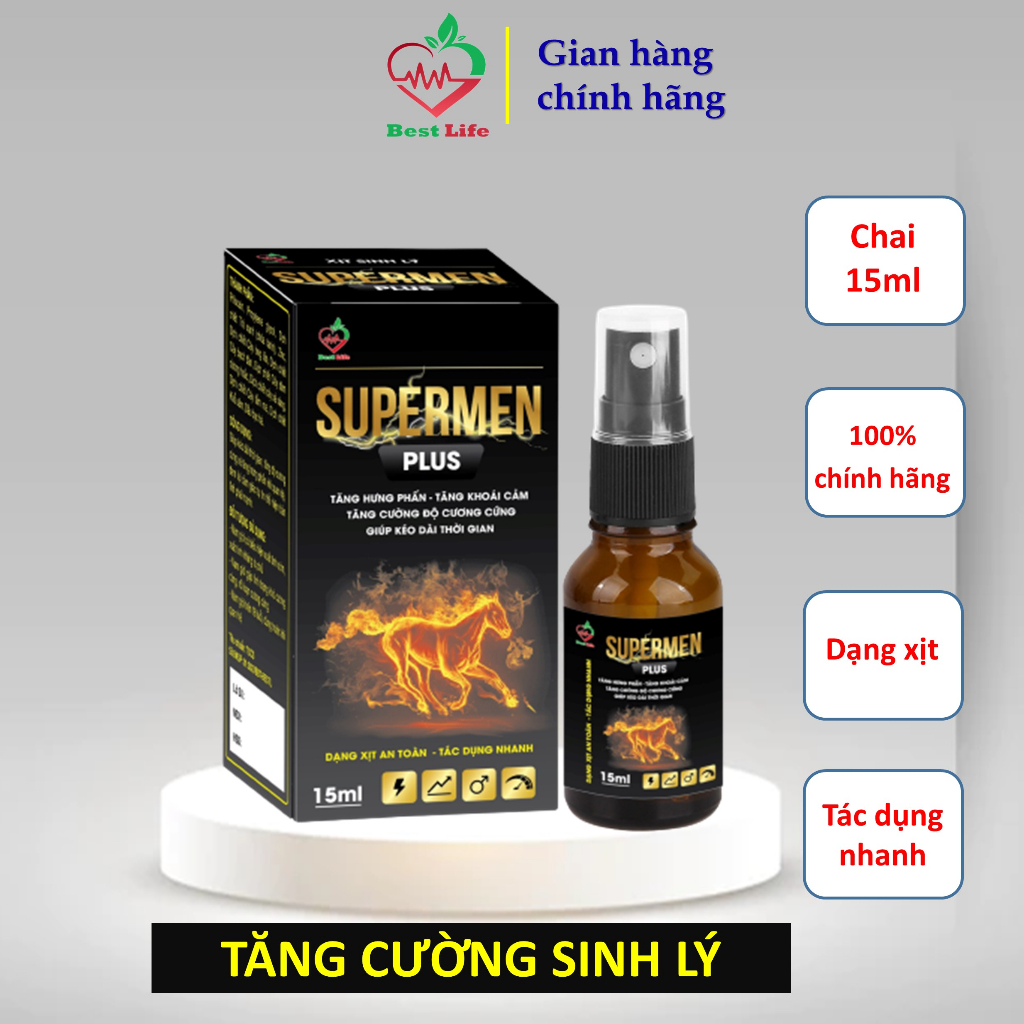 Tăng cường sinh lý Best Life SUPERMEN plus Cải thiện yếu sinh lý xuất tinh sớm rối loạn cương dương chai dạng xịt 15ml