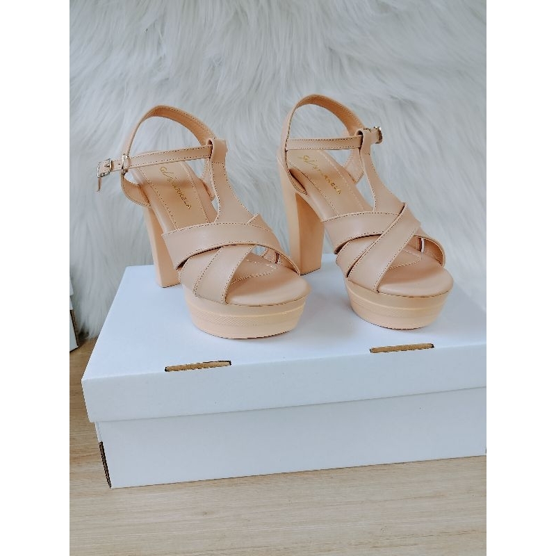Giày cao gót xuồng  12cm  Quai  chéo  hậu  khóa  gài.