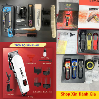 Combo Tông Đơ Cắt Tóc, Tông đơ chấn viền chuyên nghiệp, Bộ Kéo cắt tóc