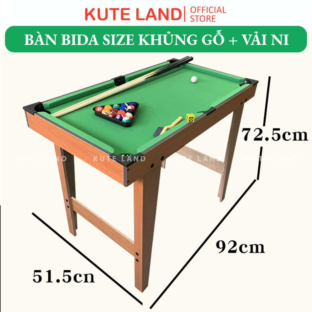 Bàn bida cỡ size khủng chân dài 92x52x73 cm bằng gỗ thảm vải nỉ bia dành cho trẻ em và người lớn giải trí thư giãn BIDA4