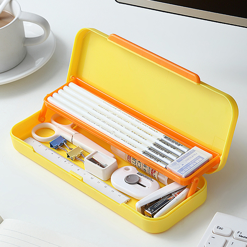 Hộp đưng bút khay đựng bút 2 tầng kiểu dáng Hàn quốc màu pastel siêu đẹp Creamy