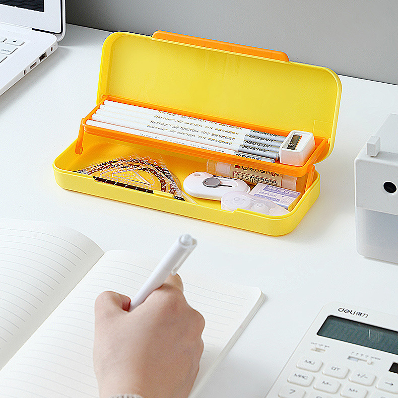 Hộp đưng bút khay đựng bút 2 tầng kiểu dáng Hàn quốc màu pastel siêu đẹp Creamy