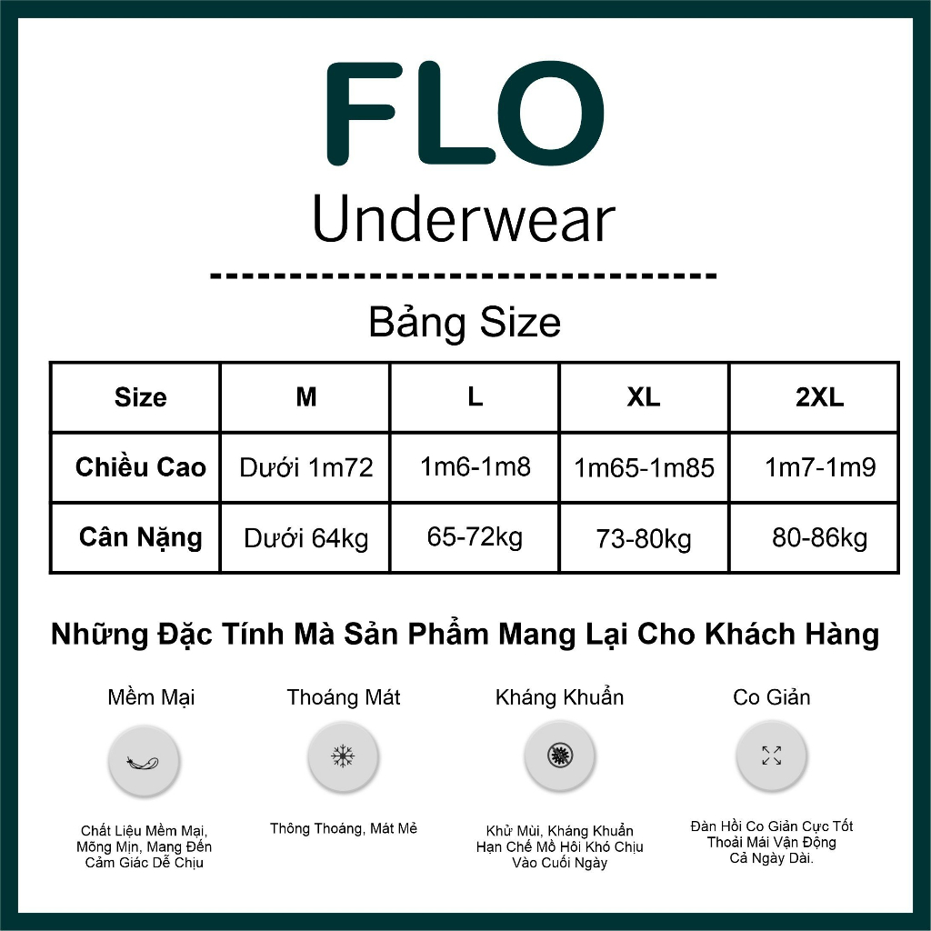 Quần boxer Flo Menswear combo mua 3 tặng 1 chất liệu cotton lạnh thoáng mát co giãn thoải mái