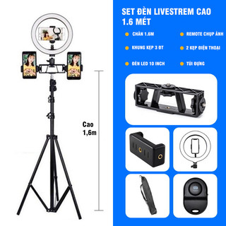 Bộ đèn Led vòng Livestream 10 inch 26 cm , Make Up Trang Điểm, Chụp ảnh sản phẩm, 3 chế độ sáng.