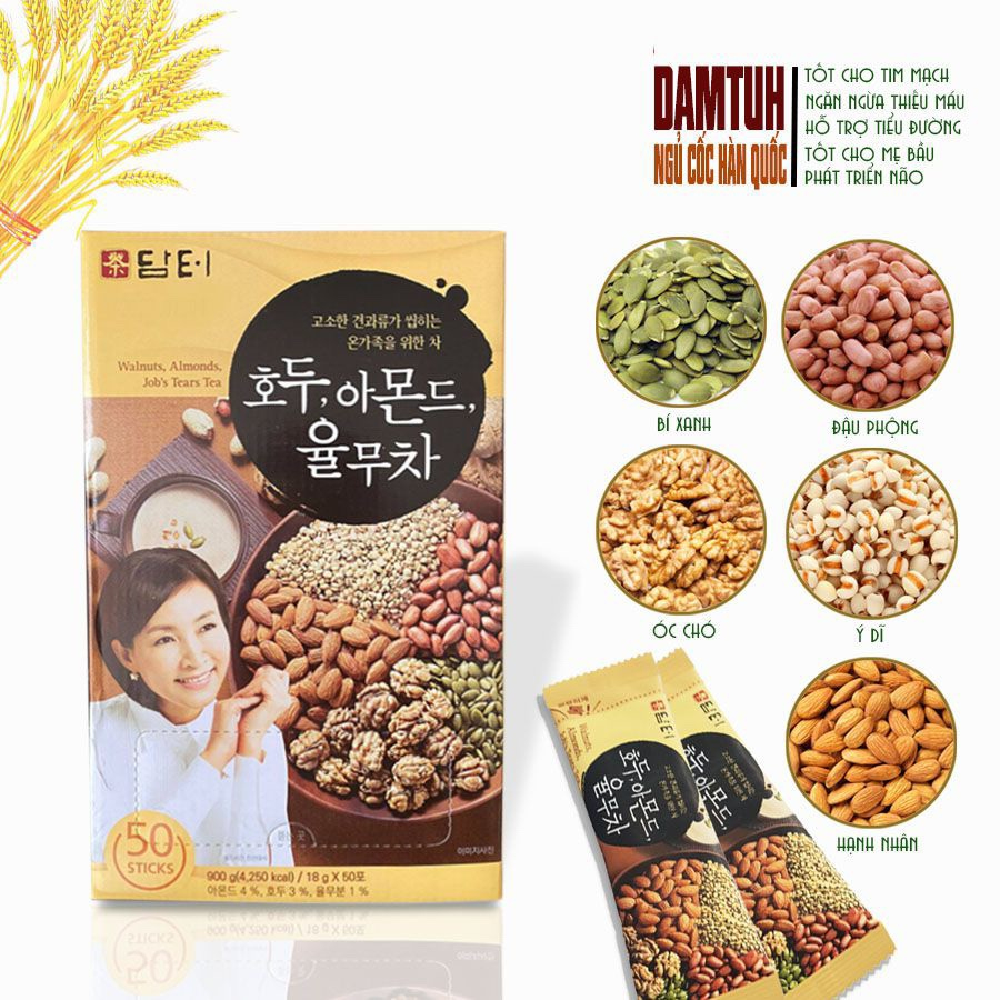 Bột Ngũ Cốc Dinh Dưỡng Damtuh Hàn Quốc, Hình Cô Gái, Hộp 50 Gói