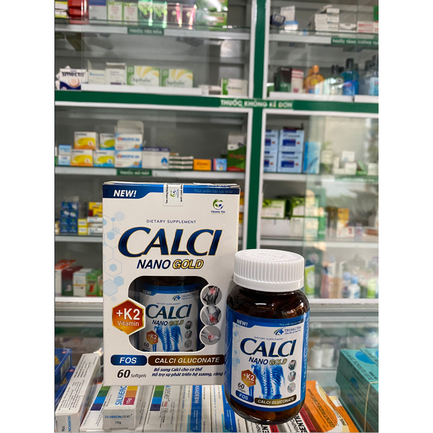 CALCI NANO GOLD- lọ 60 viên-giúp bổ sung calci cho cơ thể PHÒNG NGỪA LOÃNG XƯƠNG - CHUỘT RÚT