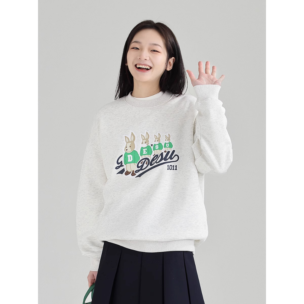 Áo sweater DESSUU nỉ chân cua cổ tròn in hình "DESU" áo hoodie DESU 2023