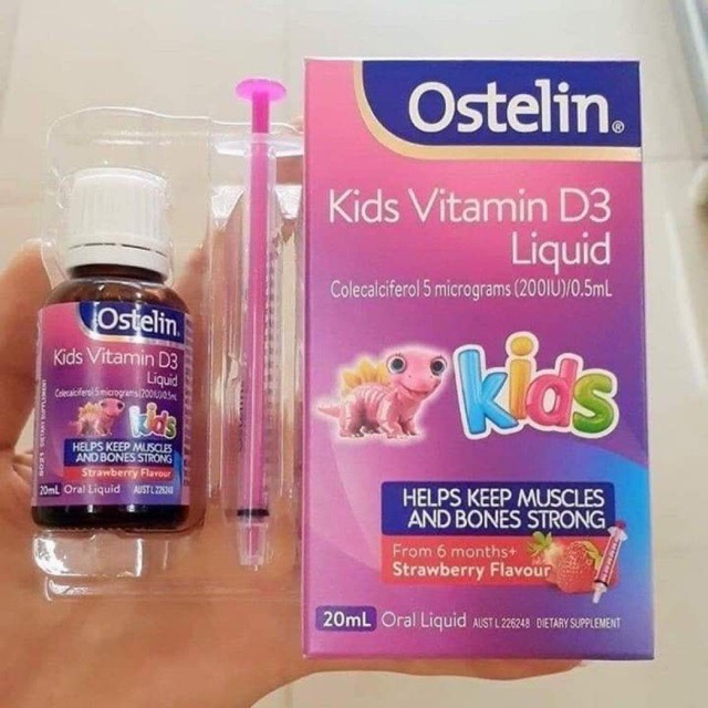 Vitamin D3 và D3 Drop  Ostelin Infant Kid dạng giọt cho trẻ sơ sinh phòng ngừa tình trạng còi xương của bé