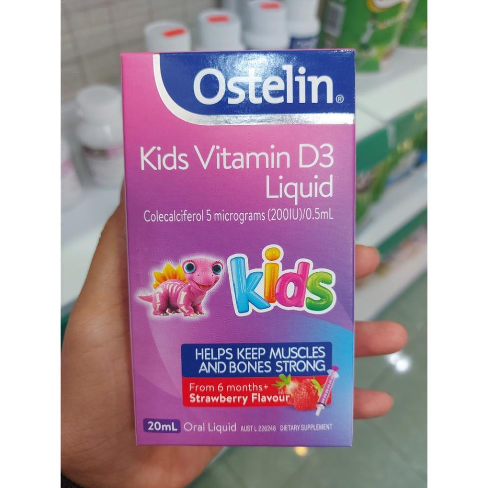 Vitamin D3 và D3 Drop  Ostelin Infant Kid dạng giọt cho trẻ sơ sinh phòng ngừa tình trạng còi xương của bé