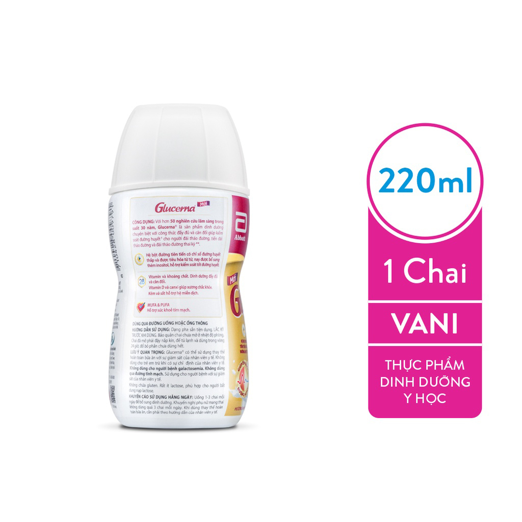 Thùng 24 chai sữa nước Glucerna 220ml Dành Cho Người Đái Tháo Đường Và Tiền Đái Tháo Đường