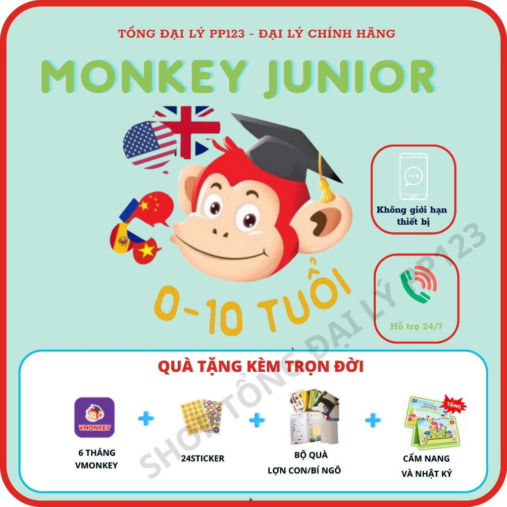Monkey Junior cho bé (Trọn đời, 1 năm) Kèm quà