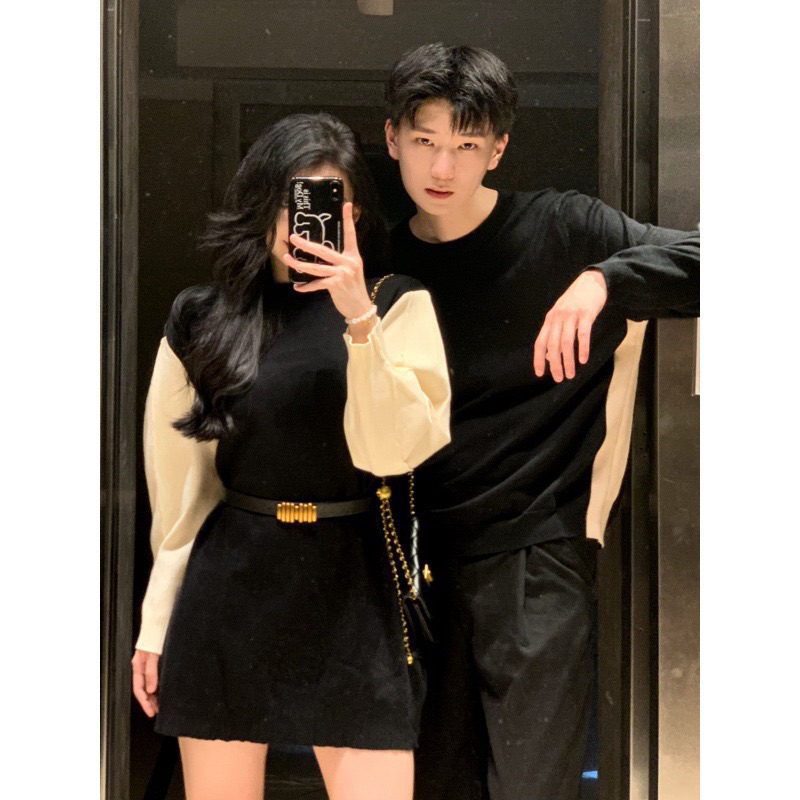 Đồ đôi len đôi mùa Thu-Đông 2 màu đen -trắng