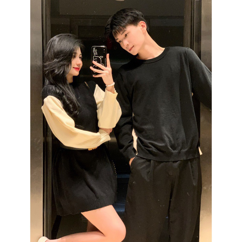 Đồ đôi len đôi mùa Thu-Đông 2 màu đen -trắng