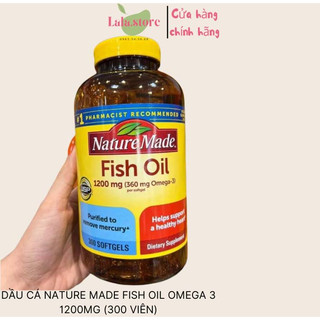 [ Mẫu mới 300 viên  01/27 ] Viên uống Dầu Cá Nature Made Fish Oil 1200mg 360mg Omega 3 300 viên