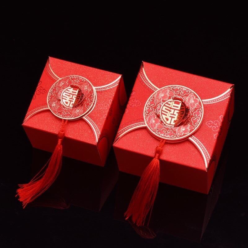 Combo 50 hộp quà đựng bánh, kẹo làm mâm quả, trưng bàn hai họ, quà tặng khách dự đám cưới