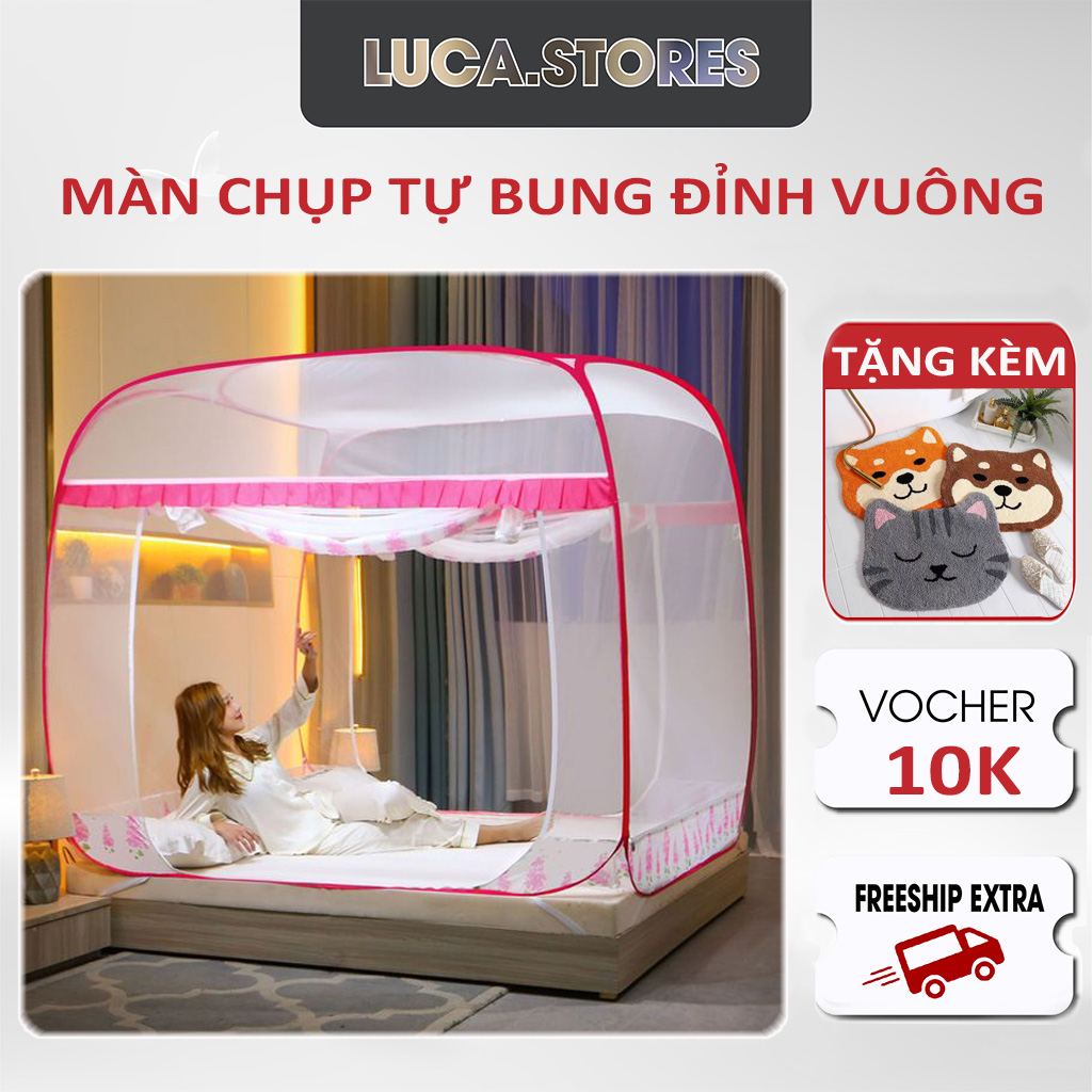 Màn chụp tự bung người lớn - Mùng tự bung đỉnh chóp cao cấp 1m6 1m8x2m gấp gọn thông minh