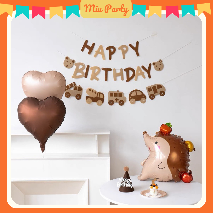 Dây Chữ HAPPY BIRTHDAY Tông Nâu Hàn Quốc Trang Trí Sinh Nhật Cho Bé
