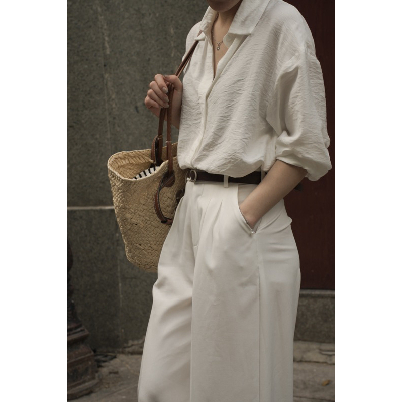 Sơ mi tay dài chất tơ nhăn freesize dáng basic - Freely Daily Shirt