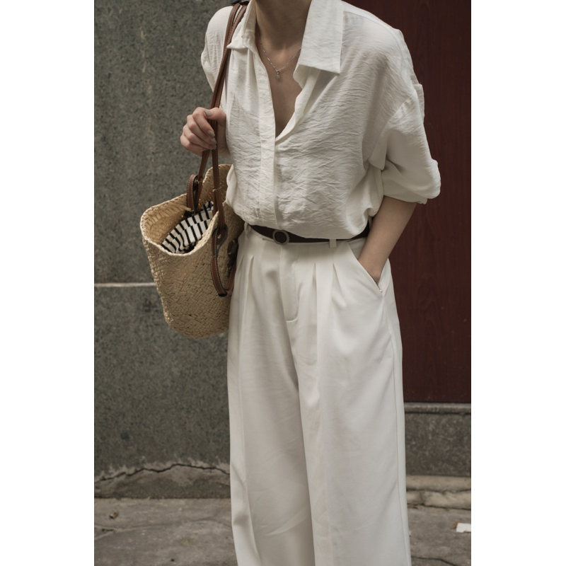 Sơ mi tay dài chất tơ nhăn freesize dáng basic - Freely Daily Shirt