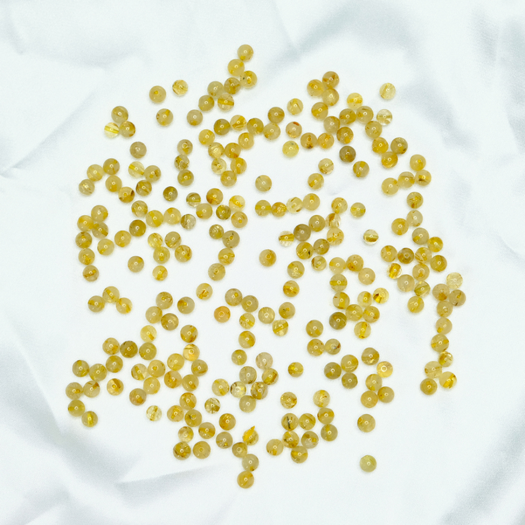 Hạt đá tóc vàng 5,6 đến 6mm thiên nhiên UPCARA