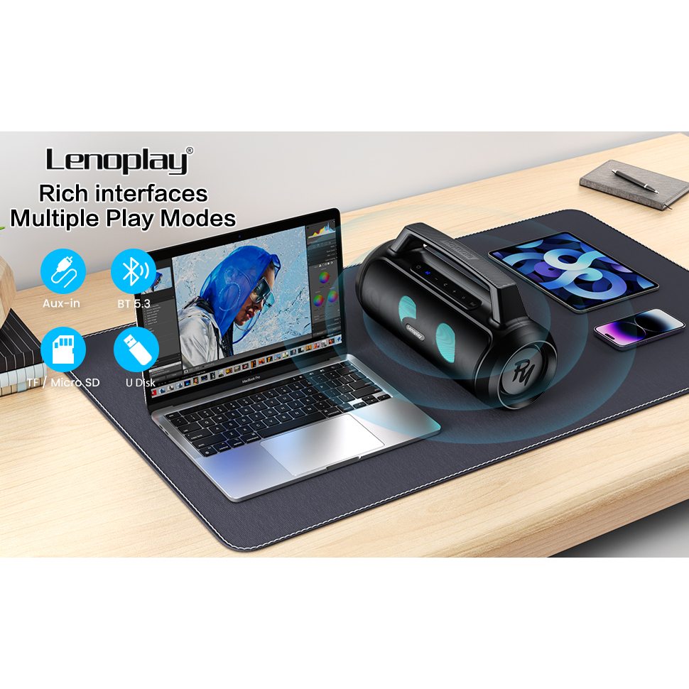 Loa Lenoplay T416 PRO Kèm Mic Hát Karaoke, Bluetooth 5.3 Công Suất 60W Max 120W Bass Mạnh, Dung Lượng Pin 10000 mAh
