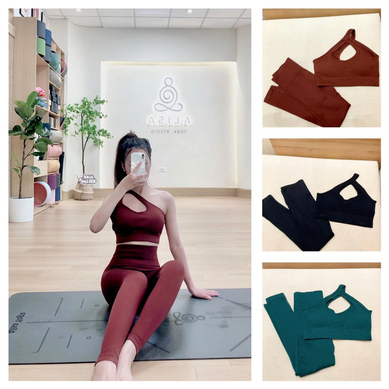[Alisa Yoga] Bộ tập cổ chéo 3 màu