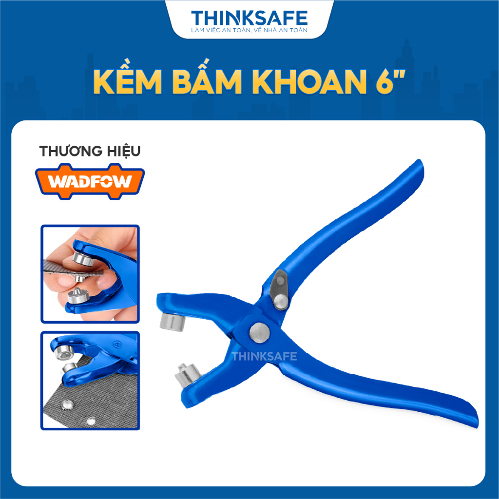 Kềm bấm khoen Wadfow WLH3601 kích thước 6 inch 150mm gồm kìm bấm lỗ và 100 khoen kim loại đường kính 4mm - Thinksafe
