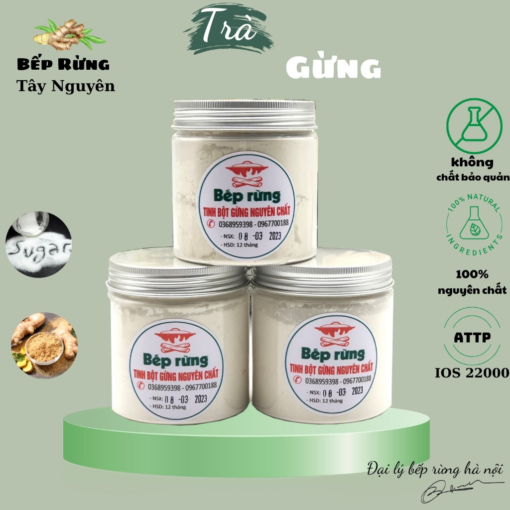 Tinh bột gừng gió nguyên chất hòa tan thiên nhiên hộp không đường 100g , tiệm trà thiên nhiên