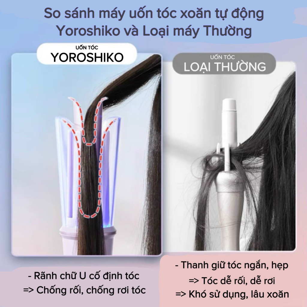 Máy uốn tóc tự động Yoroshiko hàng chính hãng cao cấp có ion âm bảo vệ tóc