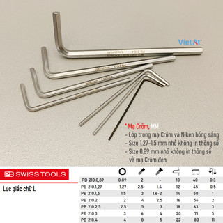 Lục giác chữ L ngắn PB 210 series (HEX 0.89-4.0mm) dài 40-80mm, mạ Crôm | PB Swiss Tools