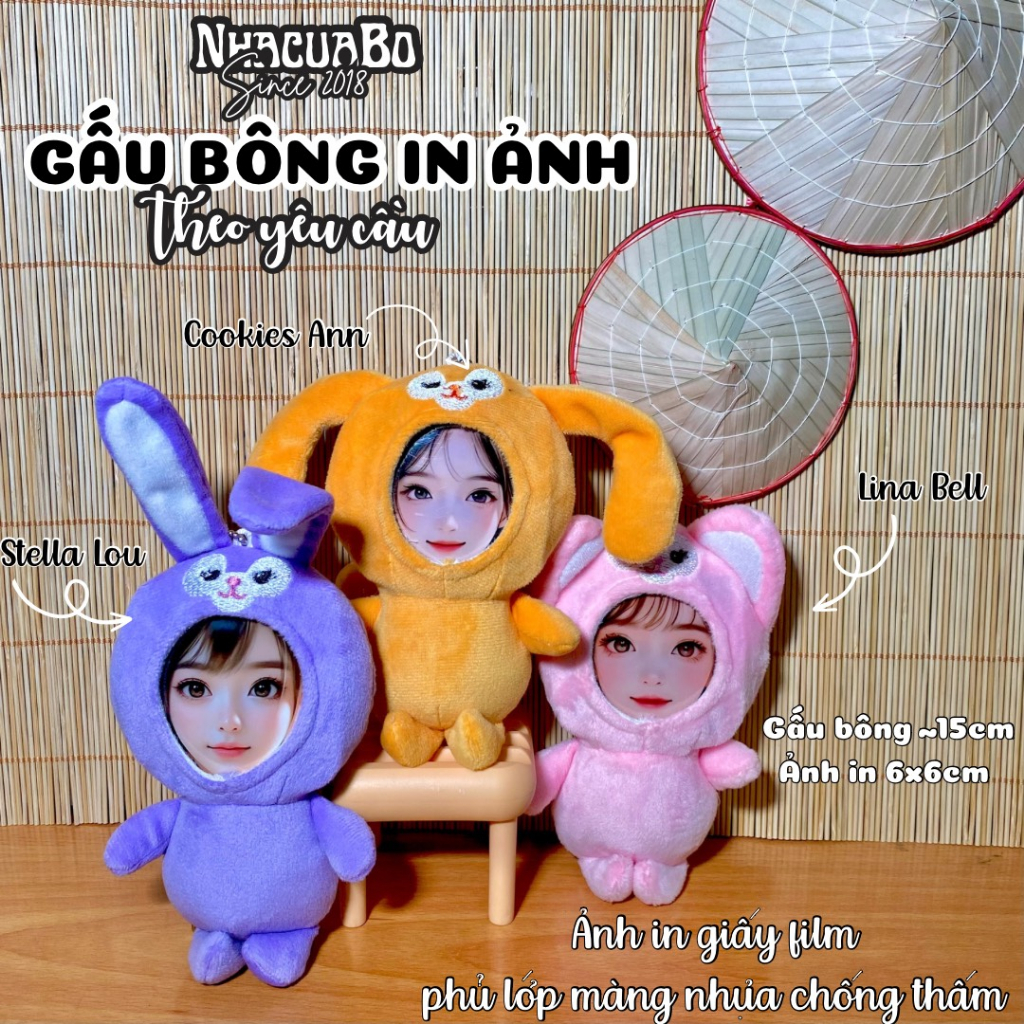 Gấu Bông In Ảnh Theo Yêu Cầu - Giá đã bao gồm ảnh - StellaLou CookieAnn LinaBell - Nhacuabo_since2018
