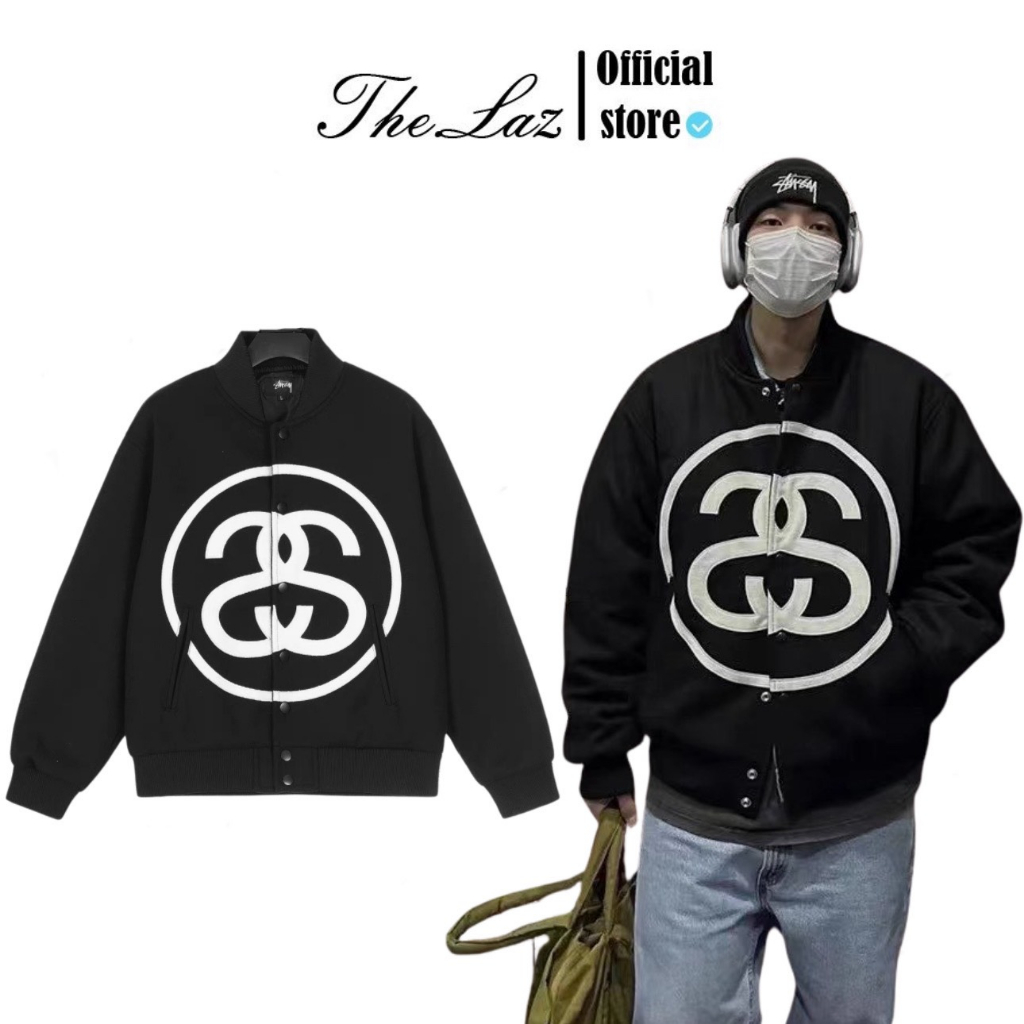 Áo Khoác Varsity , Bomber  STUSSY LINK Jacket Vải dạ 2 lớp Thời thượng