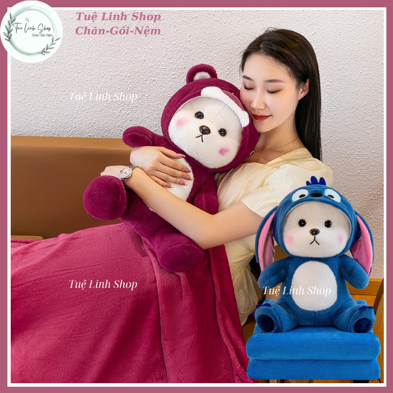Bộ chăn gối văn phòng gấu lena xinh xắn
